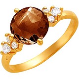 Женское золотое кольцо с куб. циркониями и кварцем, 1623733
