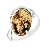 Женское серебряное кольцо с янтарем, 1625781