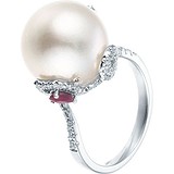 Женское золотое кольцо с бриллиантами, рубинами и жемчугом, 1661621