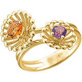 Женское золотое кольцо с цитрином и аметистом, 1704629