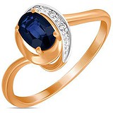Женское золотое кольцо с бриллиантами и сапфиром, 1711797