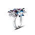 Женское серебряное кольцо с куб.циркониями, рубинами, сапфирами и эмалью - фото 2