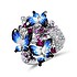 Женское серебряное кольцо с куб.циркониями, рубинами, сапфирами и эмалью - фото 3
