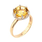 Женское золотое кольцо с цитрином
