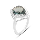 Женское серебряное кольцо с куб. циркониями и топазом (2151746), фотографии