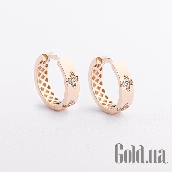 

Серьги-кольца Украина, Золотые серьги с куб. циркониями