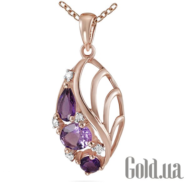 

Женский кулон Lurie Jewelry, Золотой кулон с цепочкой с бриллиантами и аметистами, 50