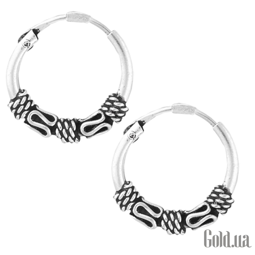 Серебряные серьги-конго 875 пробы с чернением Silvex925 С5/323