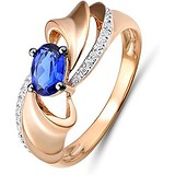 Женское золотое кольцо с бриллиантами и сапфиром, 1602998