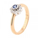 Женское золотое кольцо с сапфиром и бриллиантами, 1730230
