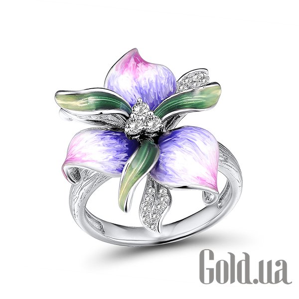 

Женские кольца Lurie Jewelry, Женское серебряное кольцо с куб. циркониями и эмалью, 19