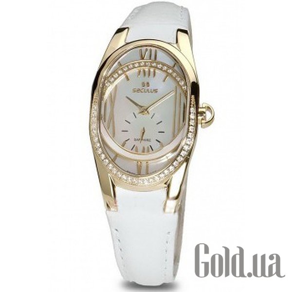

Швейцарские часы Seculus, 1668.2.1064 white, pvd-r cz stones, white leather