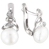 Срібні сережки з культив. перлами і куб. цирконіями, 1533111