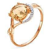 Женское золотое кольцо с бриллиантами и цитрином, 1554359