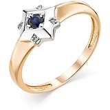 Женское золотое кольцо с бриллиантами и сапфиром, 1606071