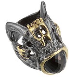 Женское серебряное кольцо с синт. сапфиром в позолоте, 1607863