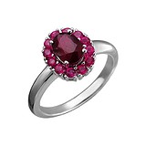 Женское серебряное кольцо с куб. циркониями и рубином, 1616311