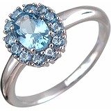 Женское серебряное кольцо с куб. циркониями и синт. топазом, 1617079