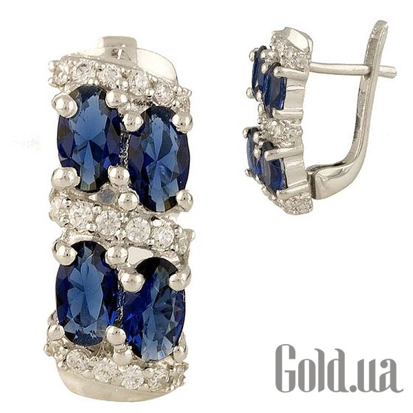 

Серьги Fresh Jewelry, Серебряные серьги с синт. сапфирами и куб. циркониями