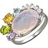 Женское серебряное кольцо с куб. циркониями, аметистом, цитрином, топазом, синт. хризолитом и алпанитом - фото 1
