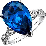 Женское серебряное кольцо с куб. циркониями и синт. топазом, 1625783