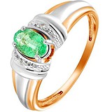 Женское золотое кольцо с бриллиантами и изумрудом, 1700791