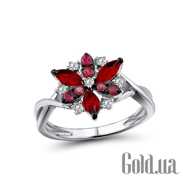 

Женские кольца Lurie Jewelry, Женское серебряное кольцо с синт. рубинами, куб. циркониями и ювелирным стеклом, 16