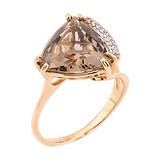Женское золотое кольцо с дымчатым кварцем и куб. циркониями, 1737655