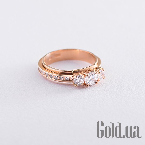 

Кольцо Украина, Золотое кольцо с куб. циркониями, 17