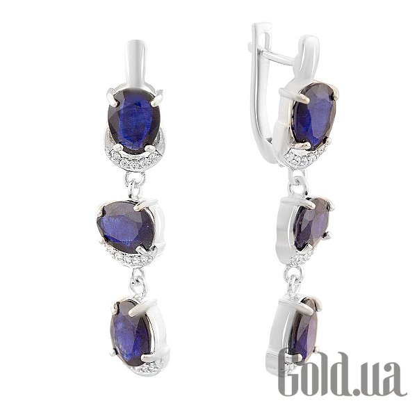 

Серьги с подвесками Fresh Jewelry, Серебряные серьги с куб. циркониями и сапфирами