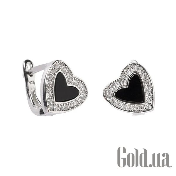 

Серьги Silvex925, Серебряные серьги с куб. циркониями и ониксами