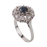 Жіноча золота каблучка з діамантами і сапфіром, 1795511