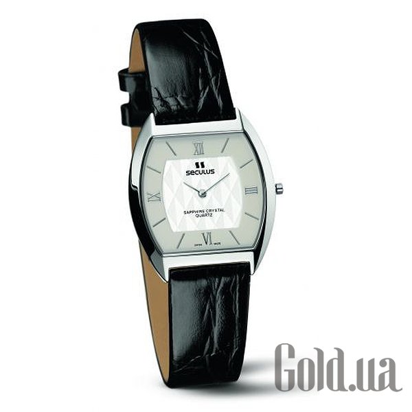 

Швейцарские часы Seculus, 1613.1.106 white, ss, black leather