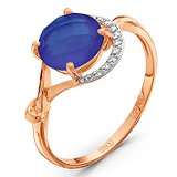 Женское золотое кольцо с бриллиантами и сапфиром, 1554360
