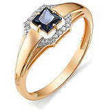 Женское золотое кольцо с бриллиантами и сапфиром, 1555896