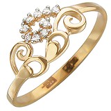 Женское золотое кольцо с куб. циркониями, 1614008