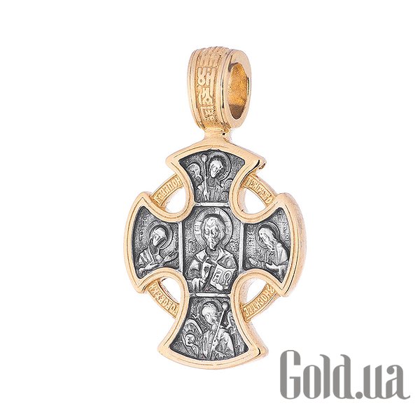 

Кулон-крестик Украина, Серебряный кулон "Господь Вседержитель. Ангел Хранитель" в позолоте