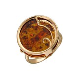 Женское серебряное кольцо с янтарем в позолоте, 1618616