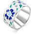 Женское серебряное кольцо с куб. циркониями и эмалью - фото 1