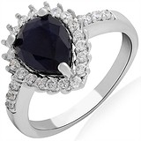 Женское серебряное кольцо с куб. циркониями и сапфиром, 1665464