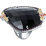 Женское серебряное кольцо с куб. циркониями и ониксом, 1670328