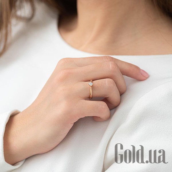 

Кольцо Украина, Золотое кольцо с цирконием Swarovski Zirconia, 17.5