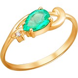 Женское золотое кольцо с бриллиантом и изумрудом, 1705912