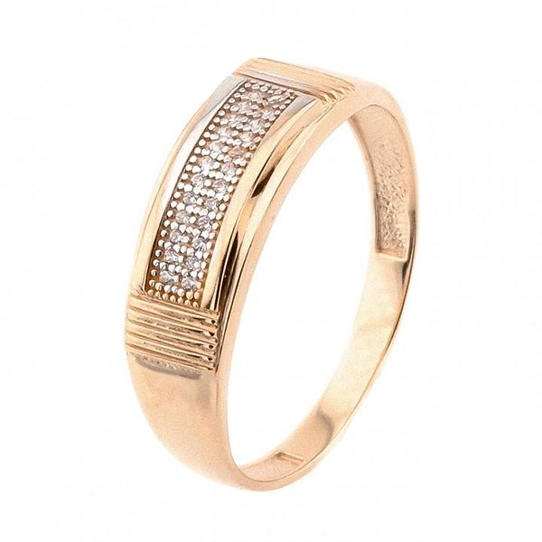 Золота обручка з куб. цирконіями