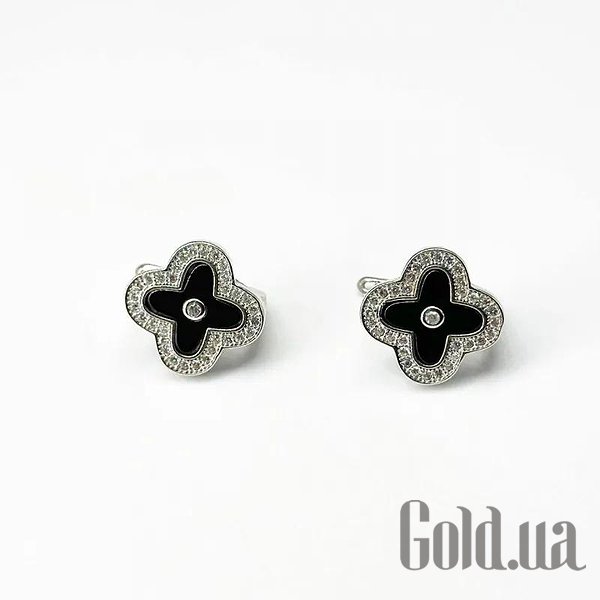 

Серьги Silvex925, Серебряные серьги с куб. циркониями и ониксами