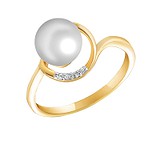 Золотое кольцо с бриллиантами и жемчугом, 321720