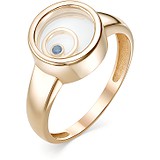 Женское золотое кольцо с синт. корундами и сапфиром, 1604281