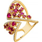 Женское золотое кольцо с рубинами, сапфирами и бриллиантами, 1668537
