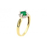 Женское золотое кольцо с изумрудом и бриллиантами