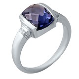 Женское серебряное кольцо с александритом и куб. циркониями, 1706681